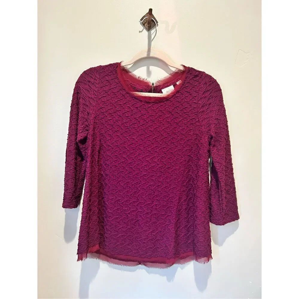 Anthropologie 9-15 STCL Wine Top Wispy Fringe